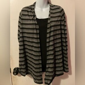 Destination Maternity Black and Gray Striped Cardigan with top size M